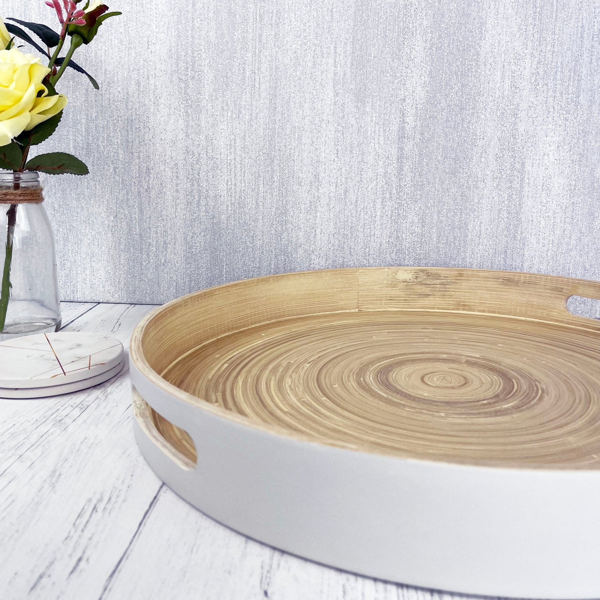 Pandam Bamboo Serving Tray on white table