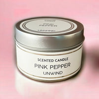 Pink Pepper 'Unwind' Candle Metal Pot Candle with Lid - Cherish Home