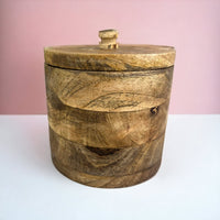 Real Mango Wood Storage Pot with Lid - Cherish Home