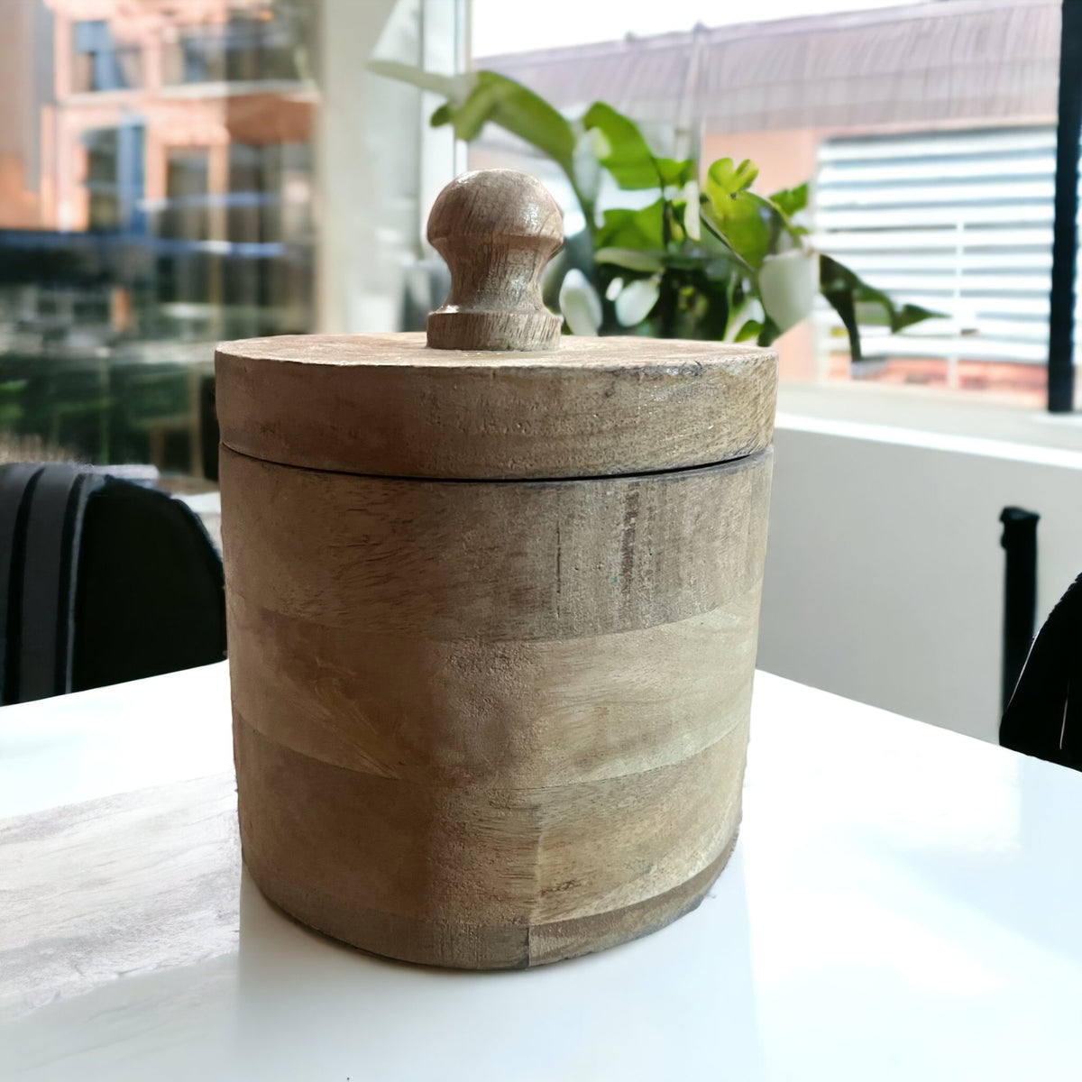 Real Mango Wood Storage Pot with Lid - Cherish Home