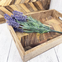 Rectangular Herringbone Wooden Serving Trays with lavender