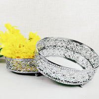 Revelare Silver Style Round Mirror Display Trays