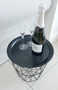 Round Black Geometric Wire Metal Tray Table