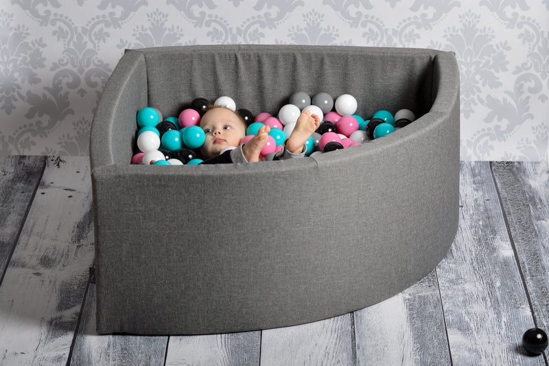Round Children's Eco Ball-Pit with 200 Balls - Grey, 90X40cm - Cherish Home