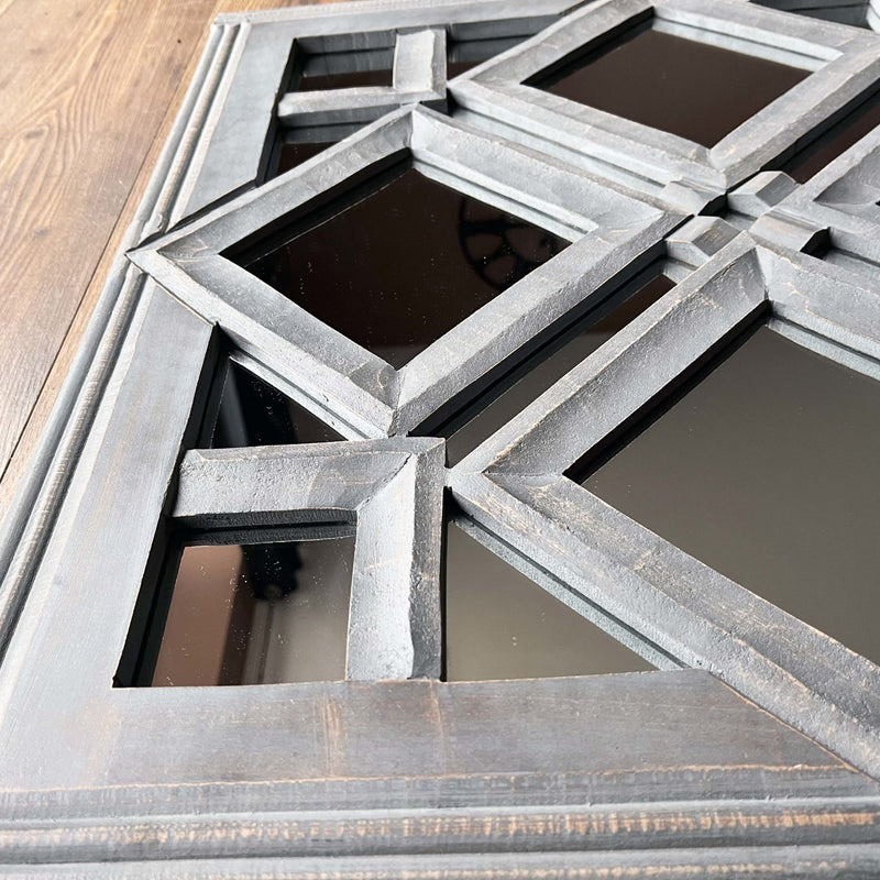 Secare Large Wooden Diamond Wall Mirror close up 