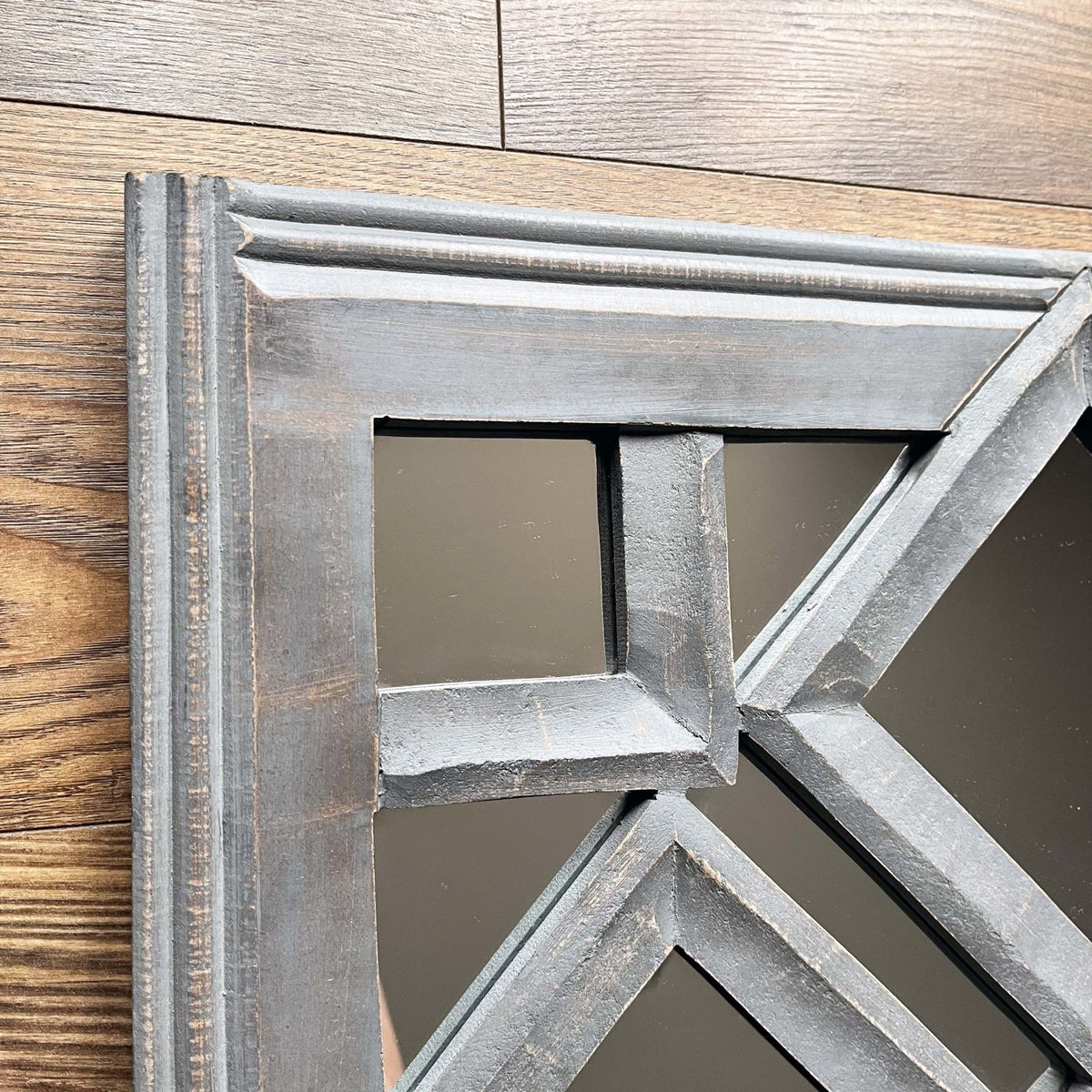 Secare Large Wooden Diamond Wall Mirror close up