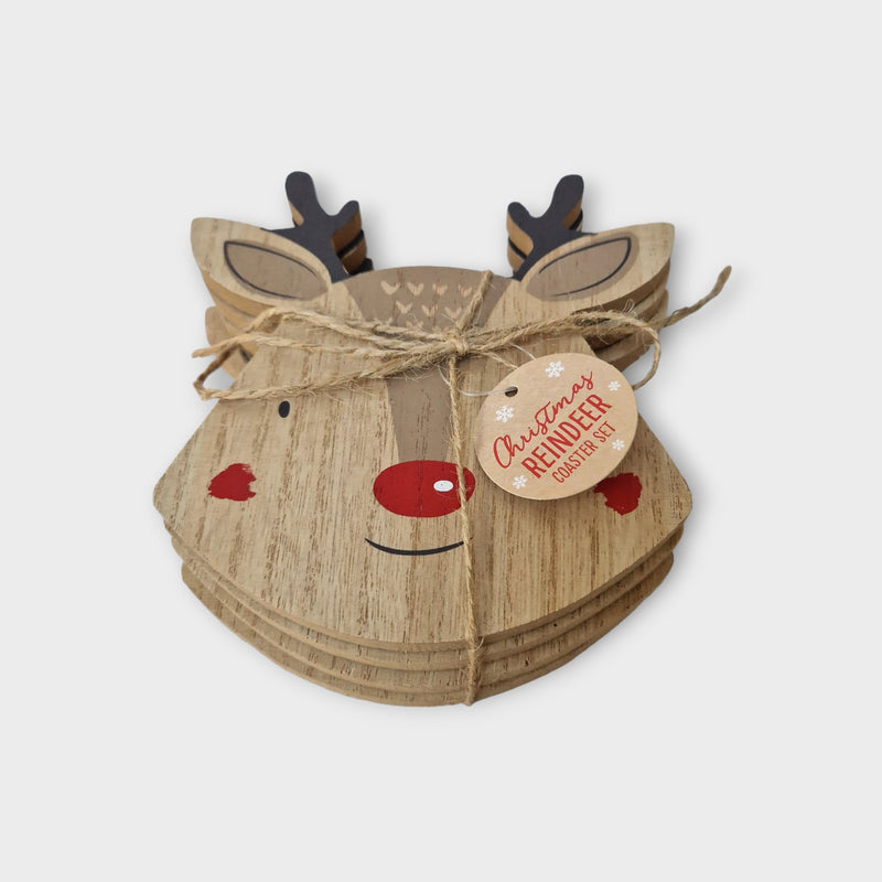 Set of 4 Christmas Reindeer Wooden Coasters - Cherish Home