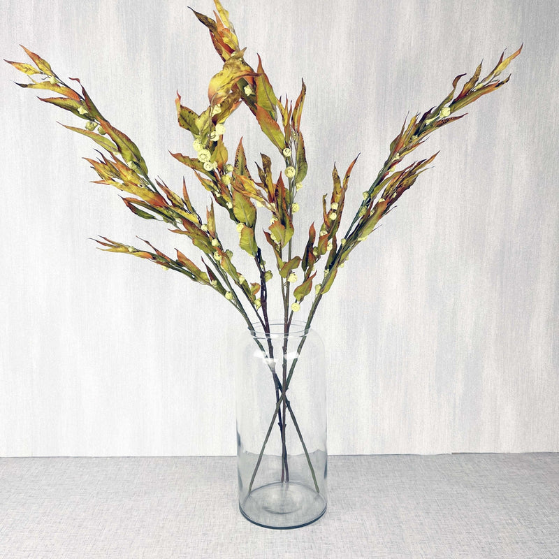 Silver Bell Autumn Eucalyptus in Glass Vase