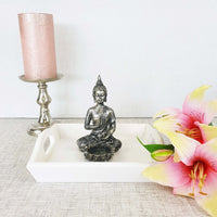 Silver Effect Buddha Candle Holder
