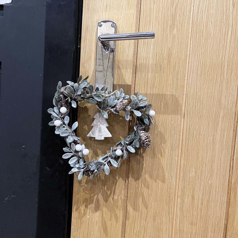 Small Heart-shaped Christmas Tree Wreath hung on door