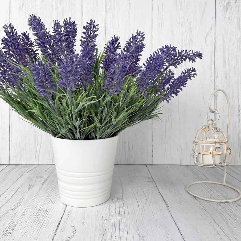 Small Lavender Spray in Vase White