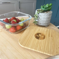 Square Glass Food Container with Bamboo Lid