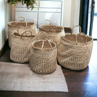 Statuto White & Natural Storage Basket Set - Cherish Home