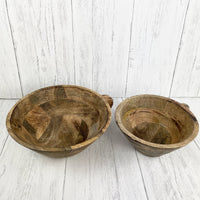 Tenere Mango wood fruit bowls set of two on white background