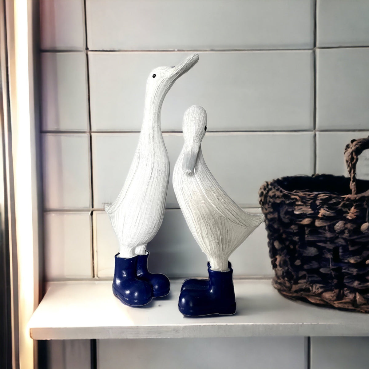 Two Ducks in Navy Blue Wellies Ornament - Cherish Home