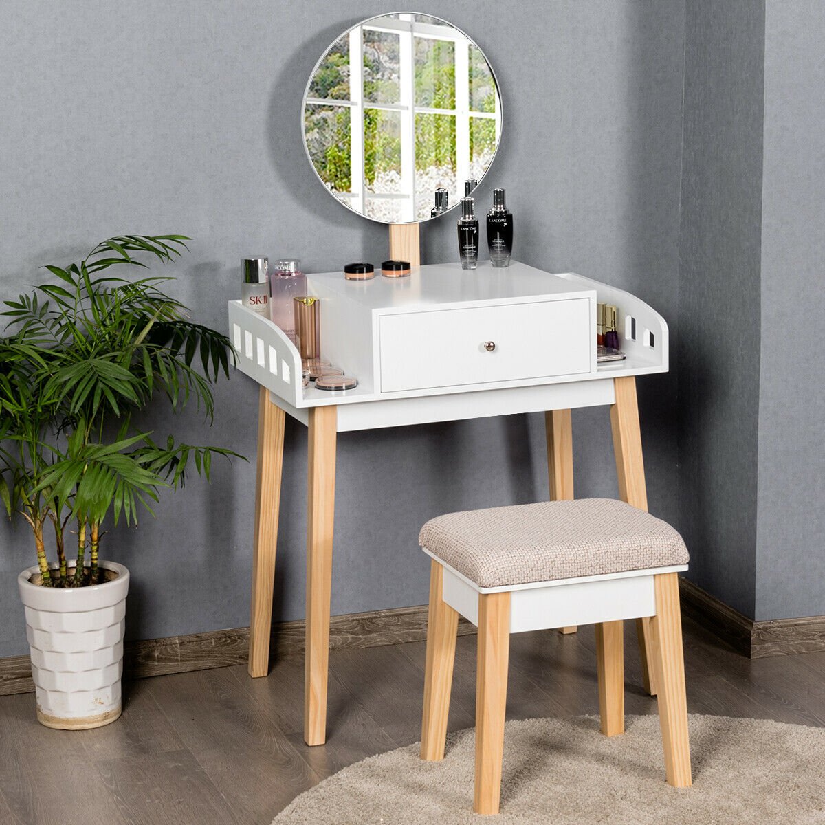 Vanity Dressing Table Set with Adjustable Mirror - Cherish Home