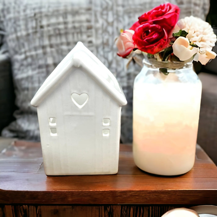 White Beach Hut Tea Light Holder - Cherish Home
