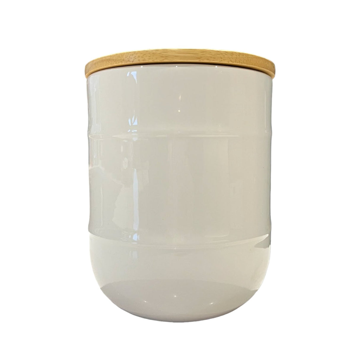 White Biscuit Jar with wood Lid - Cherish Home