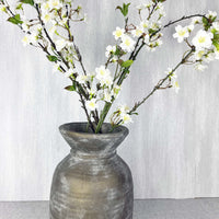 White Cherry Blossom Spray with antique style vase