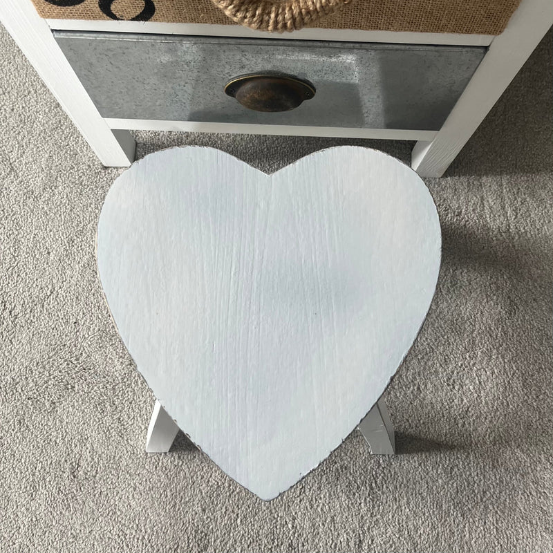 White Shabby Heart Stool for Nursery play room - Cherish Home