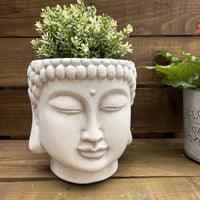 White Terracotta Buddha Head Zen Planter - Cherish Home