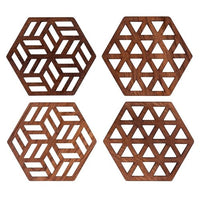 Zeta Upcycled Teak Wood Coasters - Set of 2 or 4 - Cherish Home