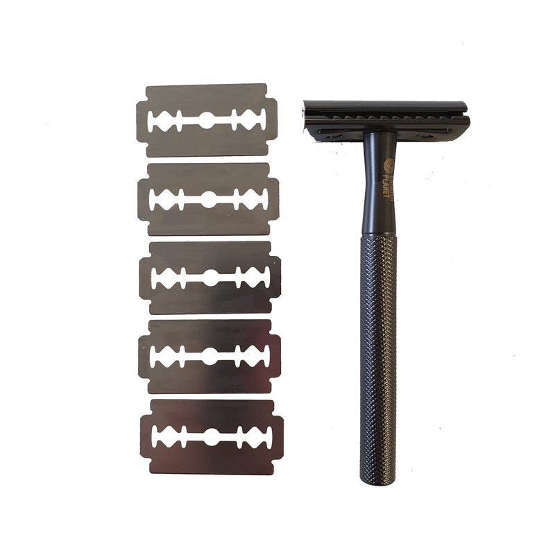 Zinc Alloy Safety Razor with Replaceable Blades (5 Included)